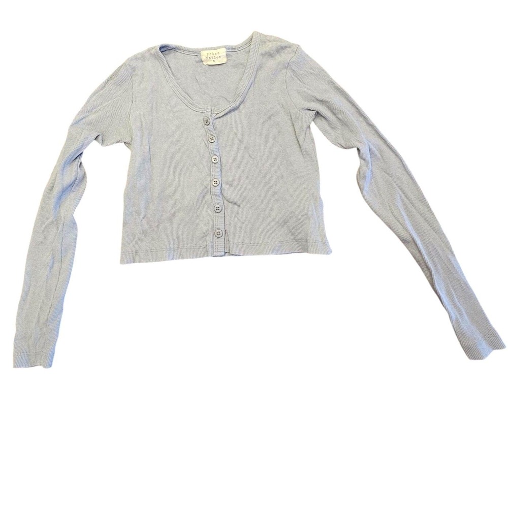 Urban‎ nation baby t ribbed small blue long sleeve crop Y2k 100%cotton